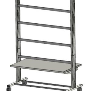 Mobiler Experimentierstand, Aluprofil, 4-etagig, 6er Steckdosen, 1250x700x1995mm